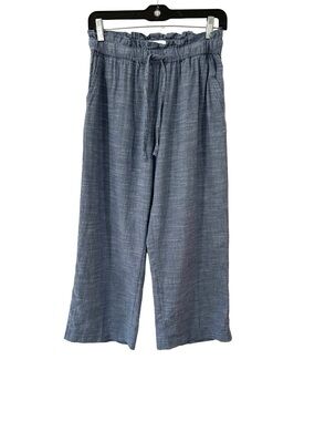 Pact women’s Sunday Pants cropped M Chambray blue organic cotton beachy NWOT